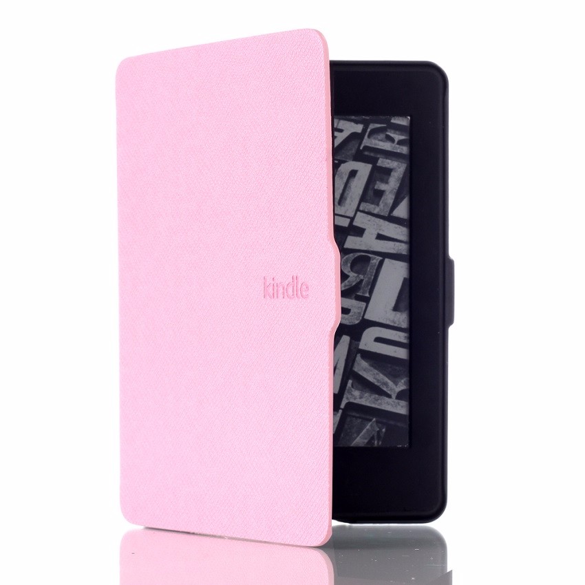 pink color cross line PU leather kindle paperwhite 2015 case