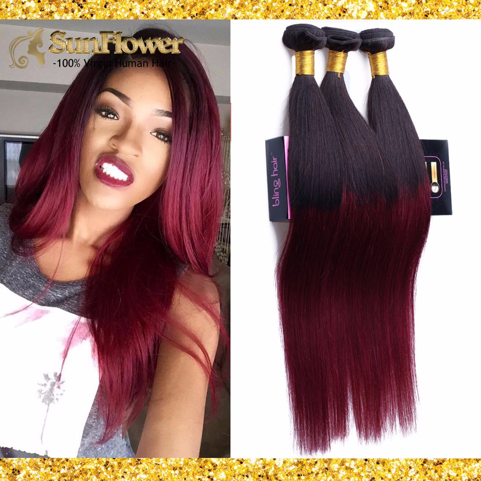 Ombre Hair Extensions 3 Bundles Ombre Peruvian Virgin Hair Weave