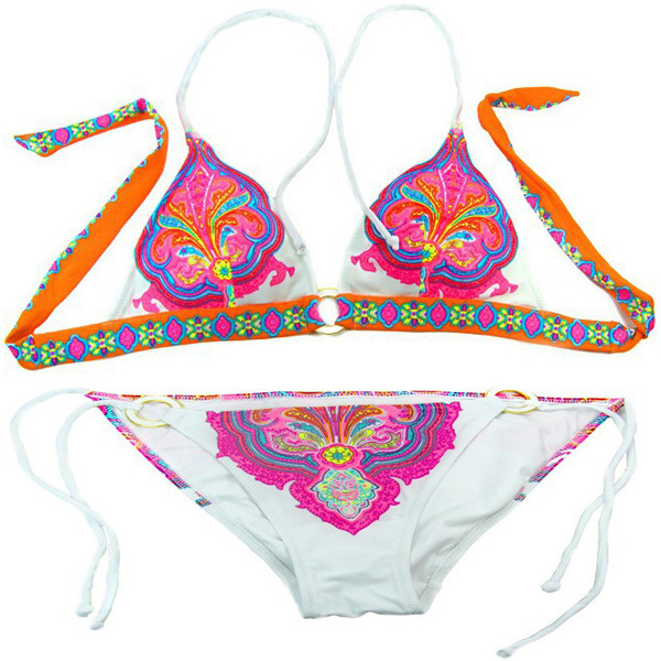 New 2014 Popular Set Women's Bikini Sexy Push-up Padded Bra Swimsuit Bathing Suit Swimwear Colorful Print