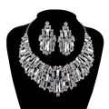 Bridal jewelry sets rhinestone Austrian Crystal wedding party necklace earrings set silver plated Cubic stone Wholesale