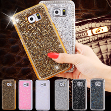S6/ S6 Edge Women Girl Plated Metal Case For Samsung Galaxy S6/S6 Edge G9250 Bling Crystals Edge & Full Diamond Slim Back Cover
