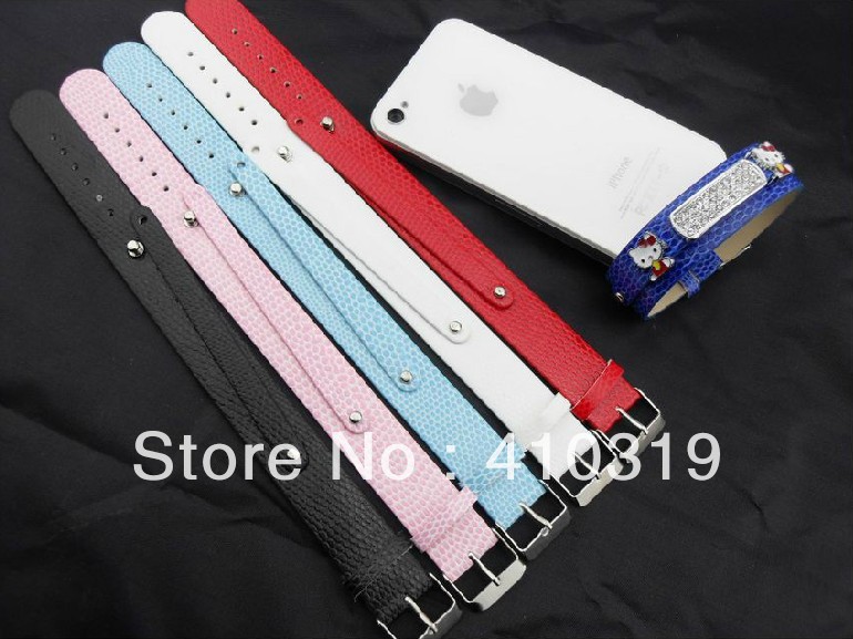 wholesale 50pcs 18+8mm wide / 21cm length PU Leather wristband fit 8mm slide charms brand new
