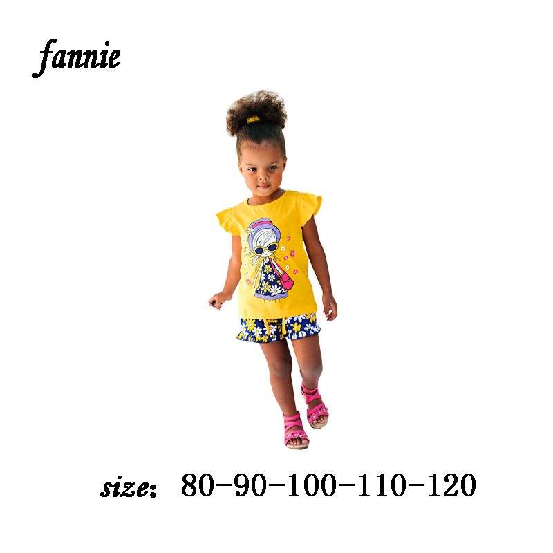 Children baby girls clothing sets kids clothes Cartoon T shirt Short Pants Sport Suits 2015 Kids