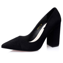 2016 New Fashion Thick Heel Shoes Women High Heel Sexy Pointed Toe Business Shoes Women Pumps 10cm Spring Shoes Woman