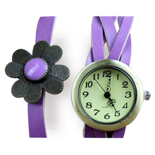 Women s Girl s Trendy Sunflower Decoration Multilayer Weave Leather Belt Bracelet Analog Quartz Movement Wrist
