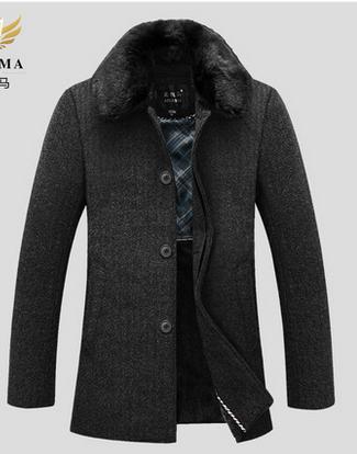 Grey Single breasted Plus thicken velvet slim jacket coat winter luxury men coat for men wool jackets outdoor casual jacket 3XL