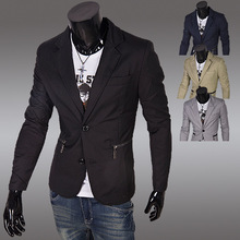 2015 New Sale Regular Polyester Cotton Single Breasted Broadcloth Full Jacket Blazer Men Blazer Masculino