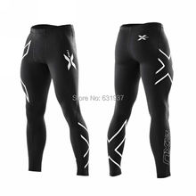 Sports 2xu Men compression trousers fitness pant male sports running clycling bike bicycle pants tight bottom 2 xu Free Shipping