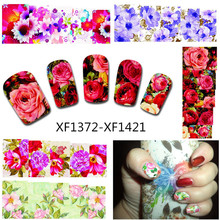 50Sheets Nail Art Flower Water Tranfer Sticker Nails Beauty Wraps Foil Polish Decals Temporary Tattoos Watermark XF1372-1421