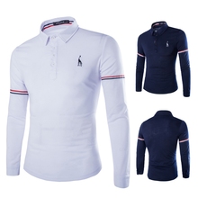2016 Brand New Fashion Embroidery Men Solid Polo Shirts Turn Down Collar Long Sleeve Casual Slim Fit Camisa Polo Masculina WS594