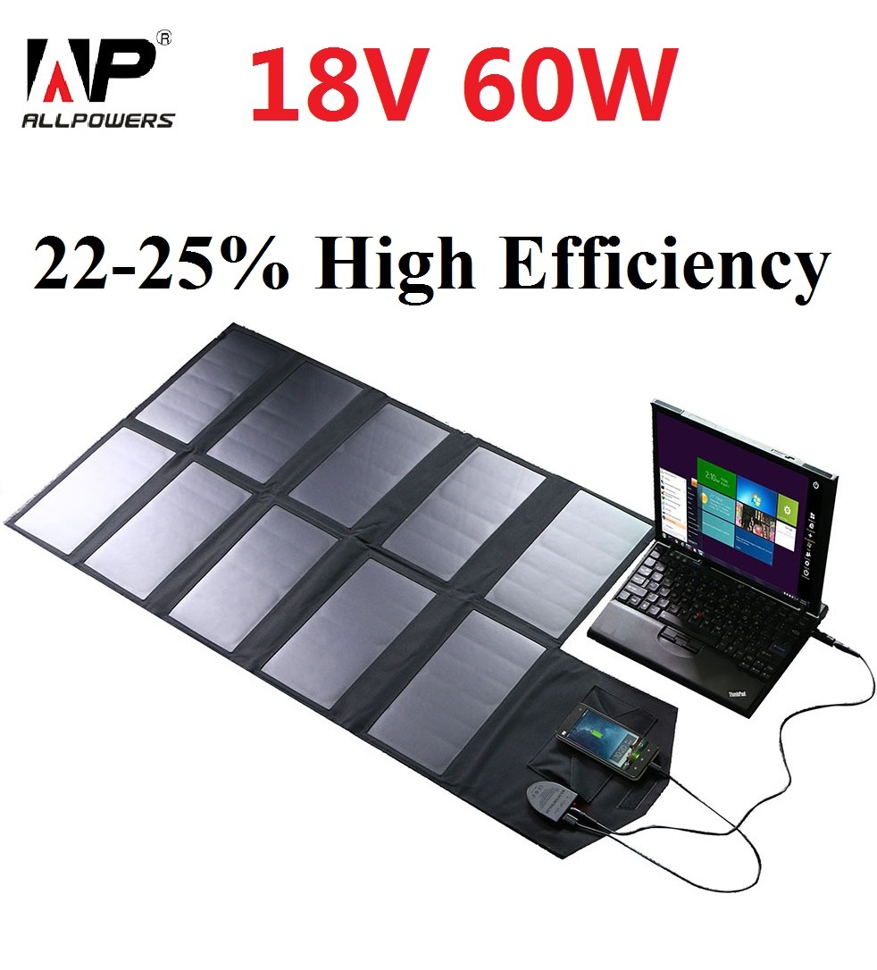 ALLPOWERS 60W 18V Solar Charger Foldable Folding Solar Panel Outdoor Waterproof Charger for Laptop Cell Phone iphone ALLPOWERS 60W 18V Solar Charger Foldable Folding Solar Panel Outdoor Waterproof Charger for Laptop Cell Phone iphone