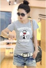 2015 New wholesale fashion tops Simple and elegant women s Letter Printed short sleeve t shirt