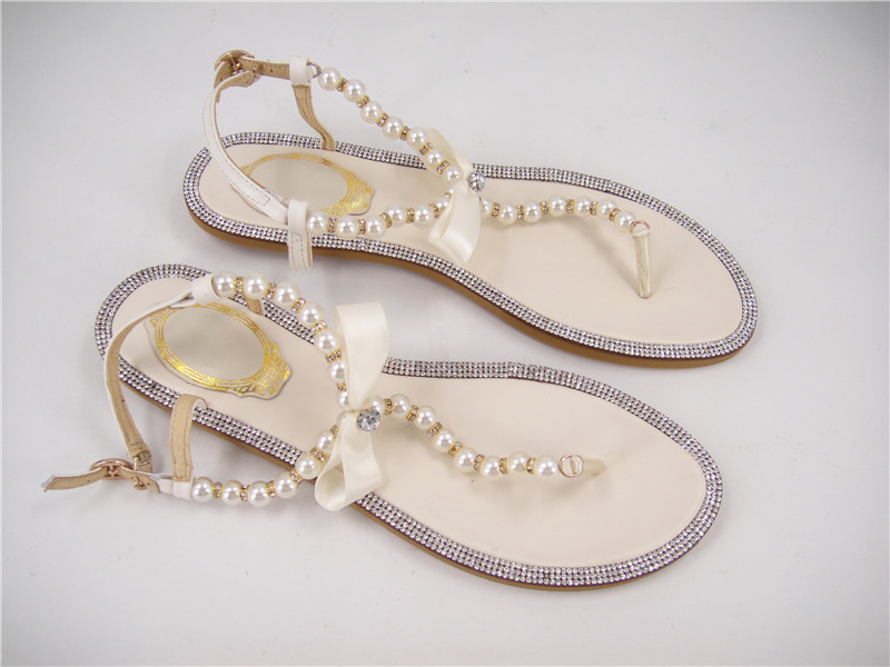 mariÃ©e sandales  chaussures de mariage plat  ivoire perles sandales ...