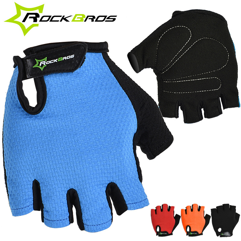 RockBros Non-Slip Breathable Summer Sports Wear Women's Mens Bike Bicycle Cycling Cycle Gel Pad Short Half Finger Gloves, 4Color