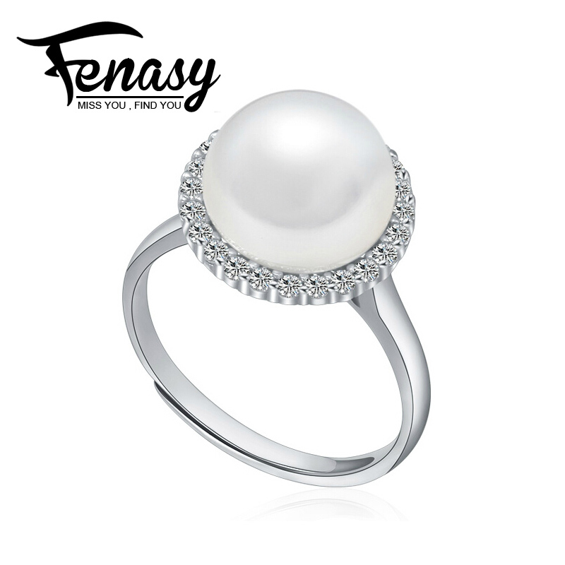 FENNEY 100% natural Pearl rings,Perfect round Natural Freshwater Pearl 925 Silver ring,rings for women,Leopard ring