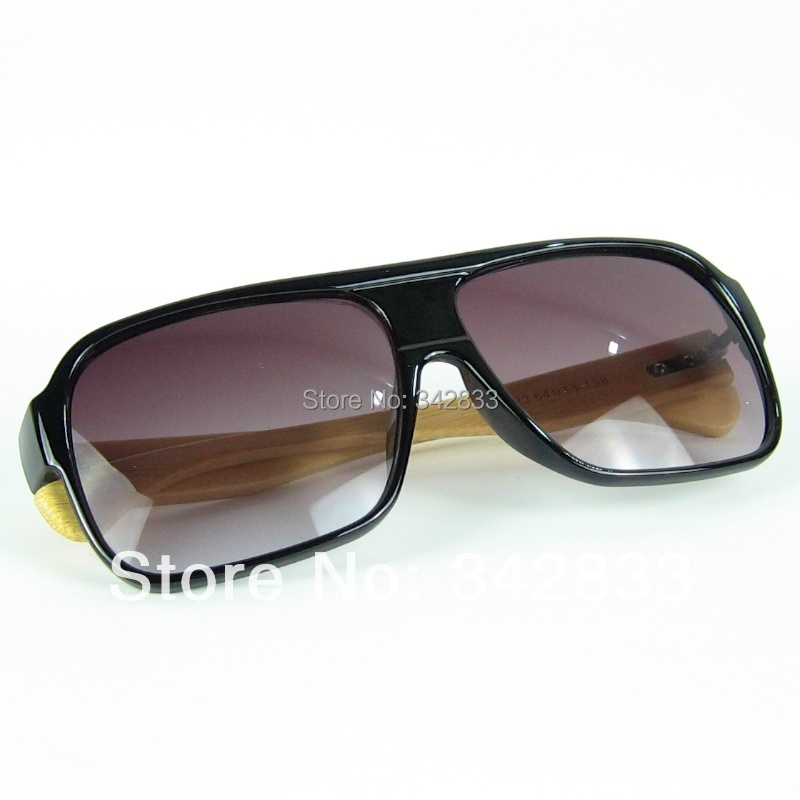 Wholesale Aviator Wooden Sunglasses Hand Made Bamboo Legs Ancient Rectangular Plastic Big Frame With UV400 Lenses