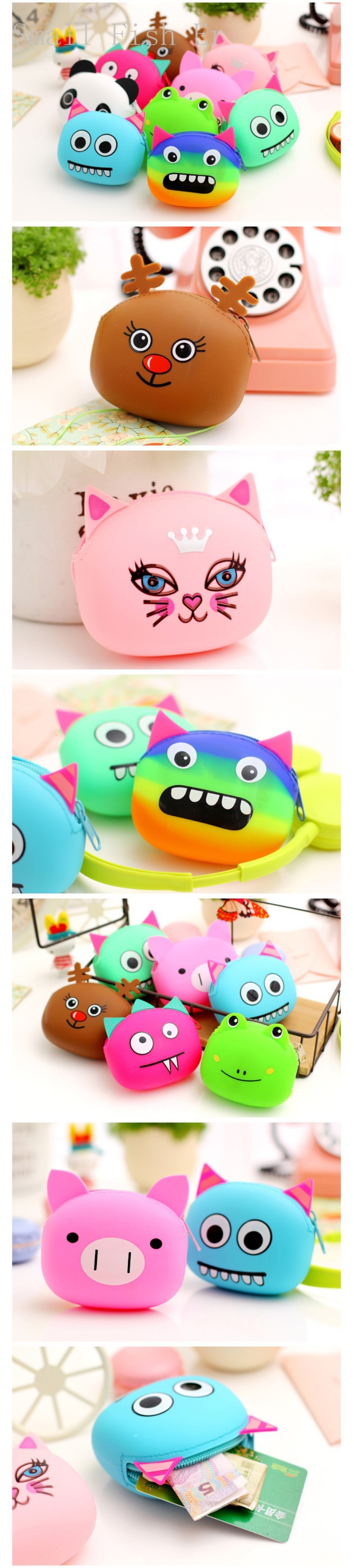 Monster Animal hand coin purse 108.5cm Jelly Rubber Silicone zipper Wallet Bag (2)