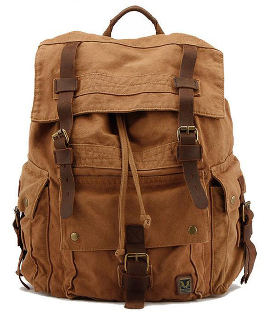 vintage korean style canvas leather backpack vintage korean style canvas leather backpack