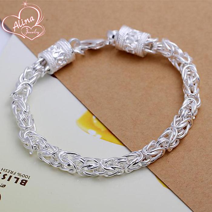 Free Shipping Trendy Bracelet Silver Plated Bracelet Fashion Jewelry Bracelet New faucet Bracelet for Men Chain Pulsera LSH096