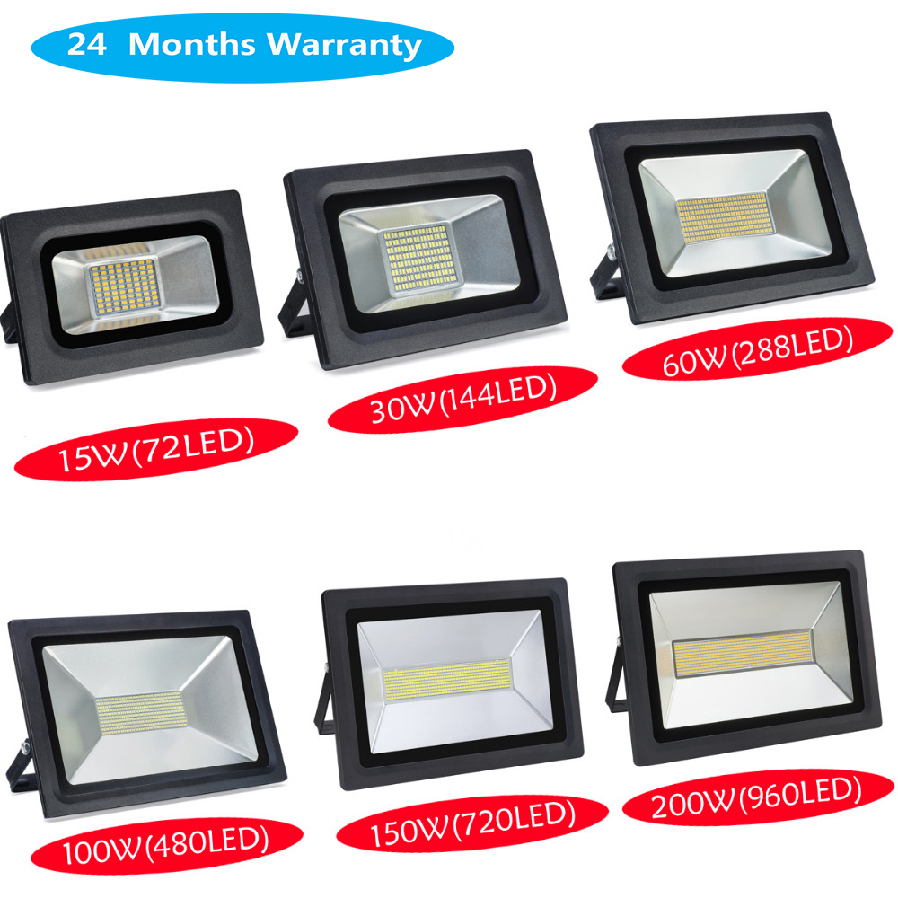 Led Flood Light 110V 220V 200W/150W/100W/60W/30W/15W Floodlight Watts Led Spotlight Projector Outdoor Security Waterproof IP65