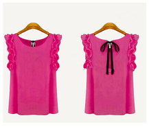 2015Plus Size Ladies Blouses New Summer Women Blouse O Neck Lotus Leaf Casual Shirt Women Clothing