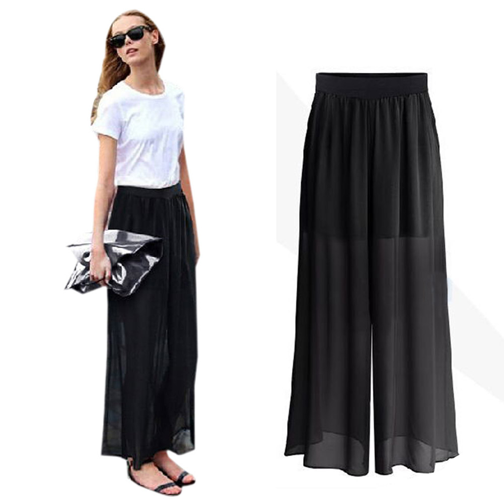wide leg culottes trousers black chiffon winter autumn flare dress wide leg culottes trousers black chiffon winter autumn flare dress