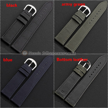 HOT Selling High quality New Arrival Canvas Genuine leather inner Watchband Canvas Two Parts Watch Strap 18mm 20mm 22mm 24mm