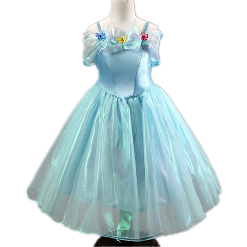 2015 New Movie Cinderella  Dress baby girl party dress Cinderella dress girls dresses summer cosplay costume kids clothing