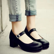 2015 New Ladies Sweet Black Candy Color Womens Mary Janes Pumps Low Heel Lolita Bowknot Shoes For Women Princess Shoes Big US 8