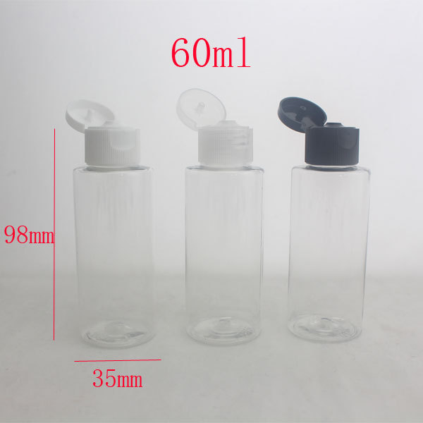 60ml  empty transparent round cosmetic plastic bottles 2oz travel kits bottles shower gel containers bottles cosmetic packaging