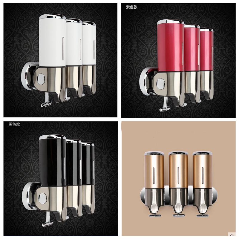 Modern Wall Mounted 500ml*3 Bathroom And Kitchen Liquid Soap Dispenser Bottle Shampoo Box