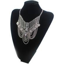 Gros Collier Femme Statement Chain Collar Joyas De Plata Boho multi layer Necklace Jewelry Coin Maxi