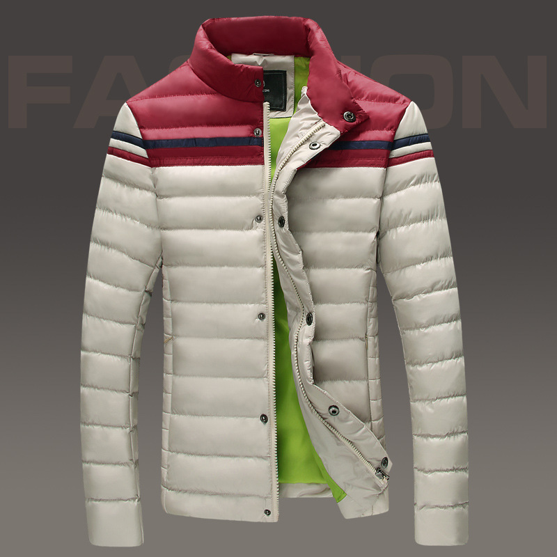 2015 Famous Brand Winter Man Clothes Hooded Contrast Color Fashion Casual Jacket Outdoor Wear Slim Fit