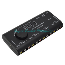 4 Port INPUT 1 OUTPUT Audio Video AV RCA Switch 4 Way Signal Selector Splitter Black