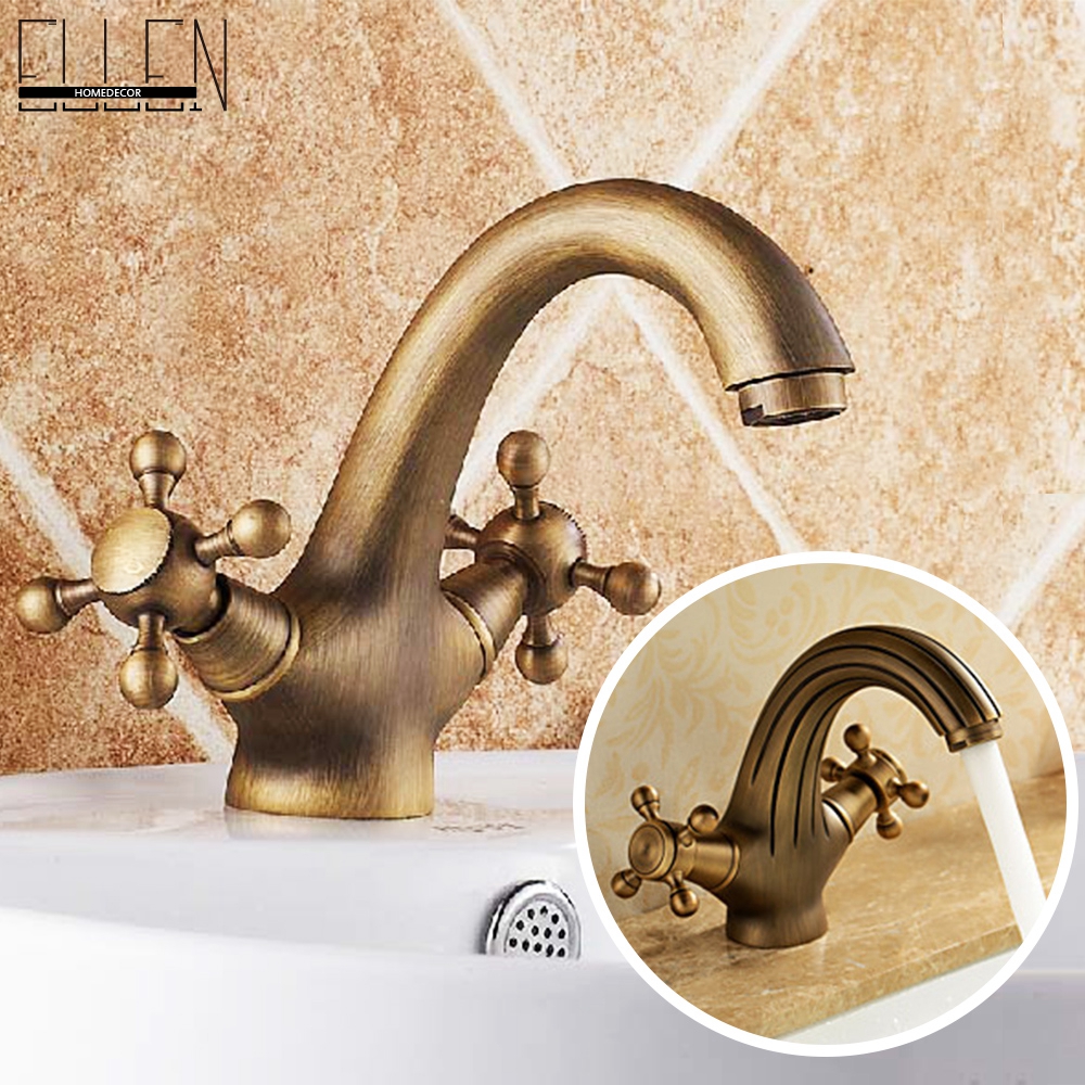 Antique Faucet Bronze Brushed Sink Faucet Roma Style Vintage Basin Sink Mixer Cozinha