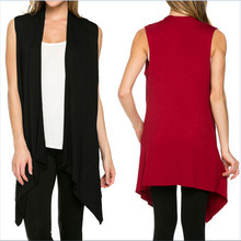 2016 New Summer Style Women Long Vest Sleeveless No-Button Thin Cool Jacket Casual Asymmetric Hem Solid Color Loose Vests B954S
