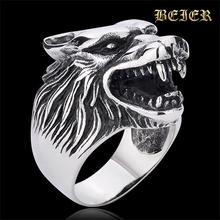 One Piece Drop Ship Fashion Jewelry Super Cool Wolf Rings Stainless Steel Punk Biker Man Ring