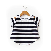2016 New Summer Baby Girls Casual T-Shirts Kids Stripe Strapless T-Shirts Girl Cotton Tops Tees Children’s Clothes 4 Colors