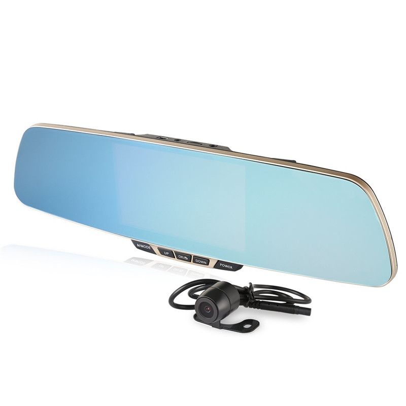 New 5.0 inch top grade car dvr dual camera rear view mirror car camera recorder full hd 1080p night vision mirror dvr Parking