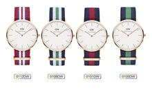 2015 Brand Daniel Wellington Popular Casual Watch DW Silver Dress Watches Women Men Nylon Rose Gold