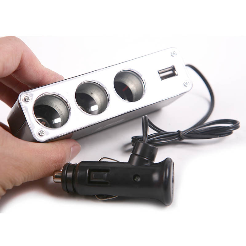 Car Cigarette Lighter 3 Way Auto Socket Splitter 12V Charger Power Adapter PlugDC 12V USB LED