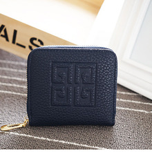 New Fashion Women Lady Litchi PU Leather Zipper Hasp Short Clutch Wallet Coin Purses ID Card