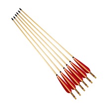 6pcs Handmade 80cm White Pine Wood Arrow Decoration Sheild Archery Red Turkeys Feather Iron Tips Arrow