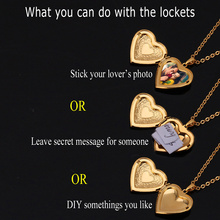 Valentines Gift Heart Locket Necklace Jewelry Wholesale New 18K Real Gold Plated Romantic Fancy Heart Pendant