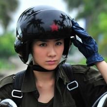 Cool ! TK Chinese Military Air Force Jet Pilot Open Face Motorcycle Green Helmet & Visor SIZE L