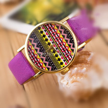 Combination of gold frame shell geometric similarity striped circular dial strap means for colorful fashion watches