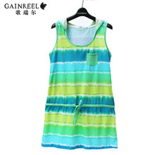 Song Riel summer loose sleeveless sports men and women couple cute striped pajamas nightgown tracksuit Yuyan