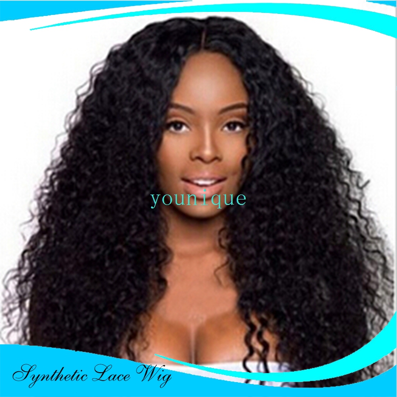 Cheap Sale Fiber Kinky Curly Wigs Synthetic Lace Front Wigs Curly Synthetic Wigs Glueless Heat Resistant Hair Wigs Fast Shipping