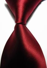 NT0412 Pure Dark Red Luxury Solid Plain Mans Silk Polyester Tie Jacquard Woven Classic Business Party
