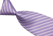 NT0518 Purple Gray White Stripe Classic Smooth Man s Casual Jacquard Woven Silk Polyester Necktie Business